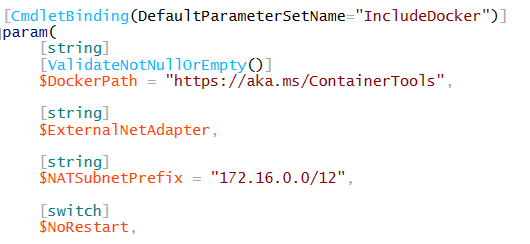 The original NAT network address in Install-ContainerHost.ps1 (Image Credit: Aidan Finn)