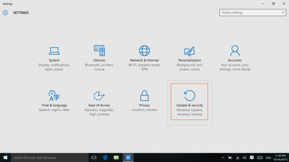 Windows 10 settings options. (Image Credit: Daniel Petri)