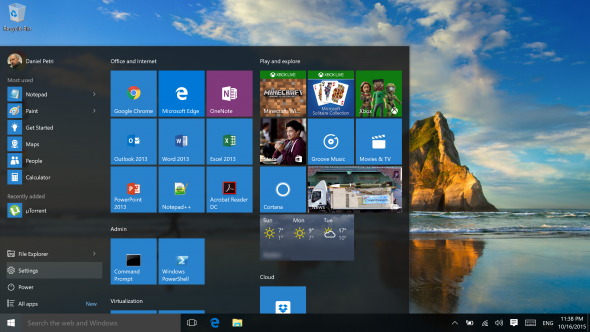 Launching the settings app in Windows 10. (Image Credit: Daniel Petri)