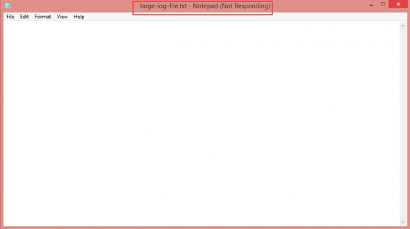 Opening a large file in Notepad in Windows 8.1. (Image Credit: Daniel Petri)