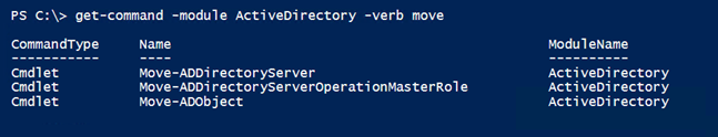 Listing Active Directory Move commands