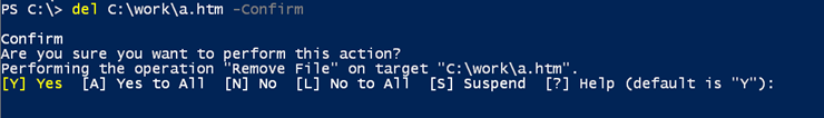 Typical PowerShell prompt for choice