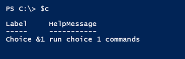The choice object with a help message