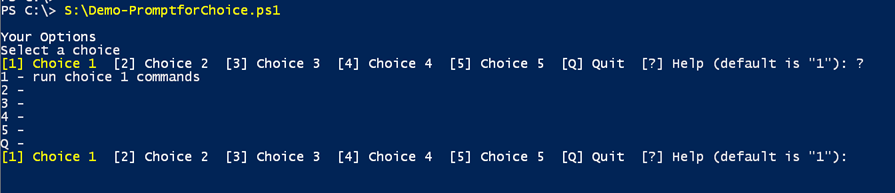 PowerShell console choice prompt