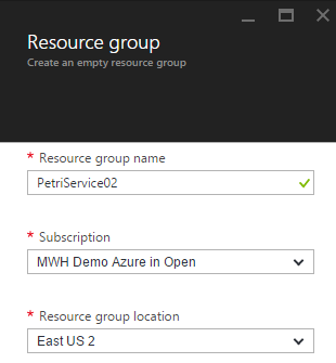 Creating a new Azure resource group in advance (Image Credit: Aidan Finn)