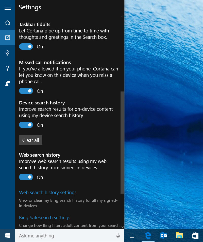 Missed call notifications in Cortana on Windows 10 (Image Credit: Russell Smith)
