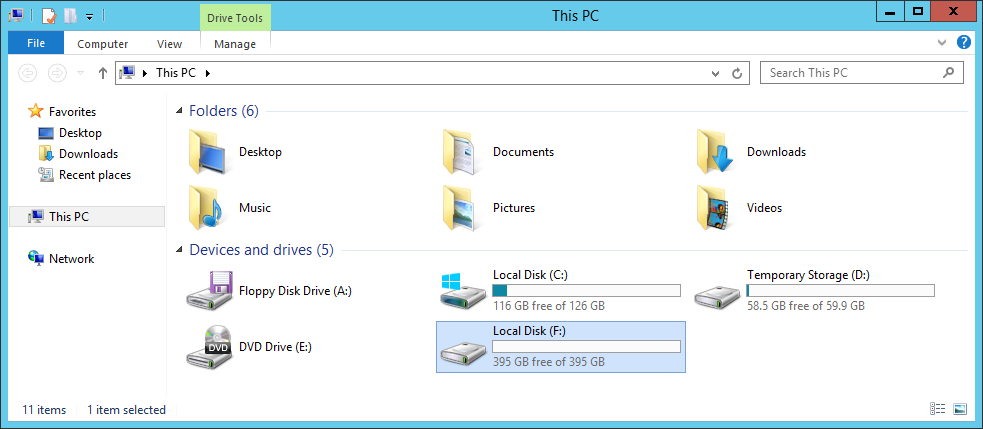 A new Storage Spaces volume for storing data in an Azure virtual machine (Image credit: Aidan Finn)