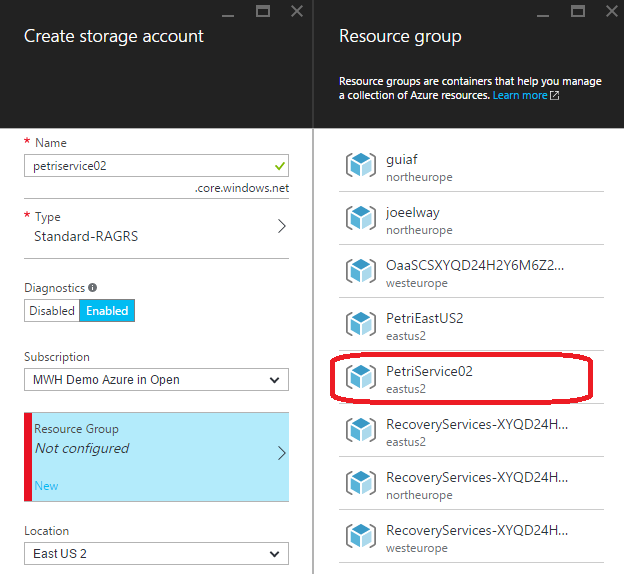 Create or use an existing resource group when creating new items in Azure (Image Credit: Aidan Finn)