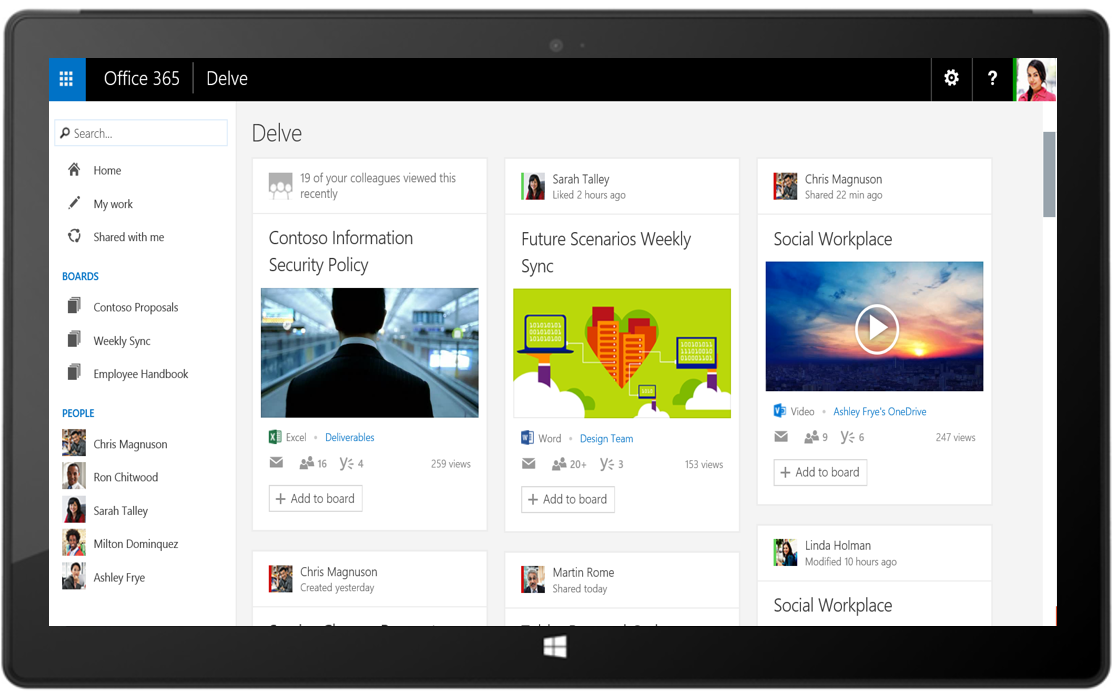 The Delve UI. (Image Credit: Microsoft)