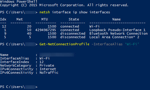 Use PowerShell in Windows 10 to change network profile (Image Credit: Russell Smith)