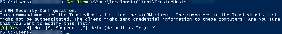 Add the Nano server to the local WinRM trustedhosts list (Image Credit: Russell Smith)