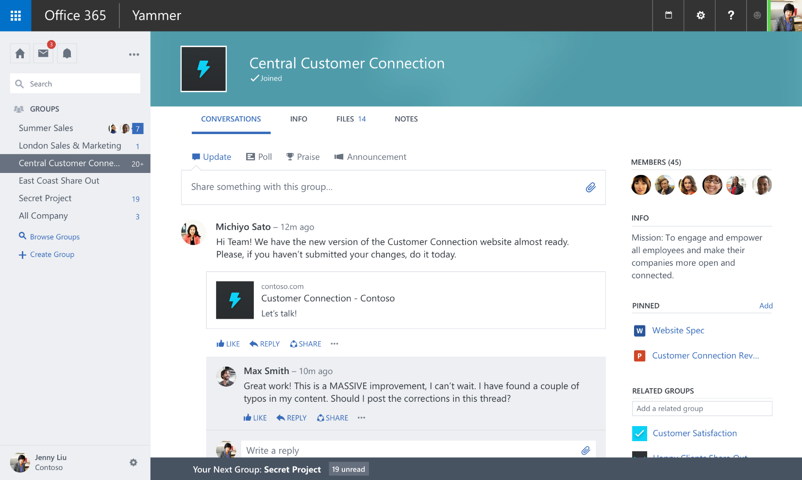 Yammer Groups. (Image Credit: Microsoft)