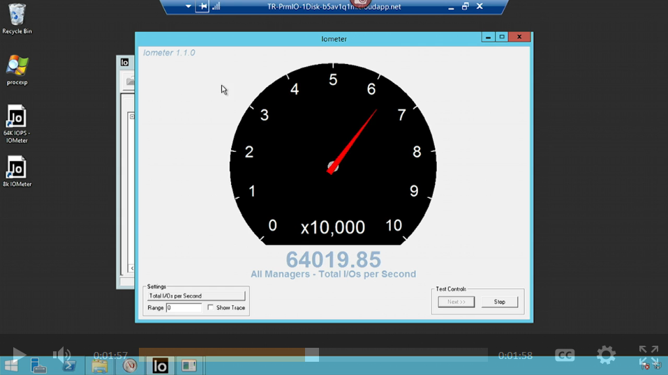 Mark Russinovich's demo that exceeds 62,000 IOPS (Image Credit: Microsoft)