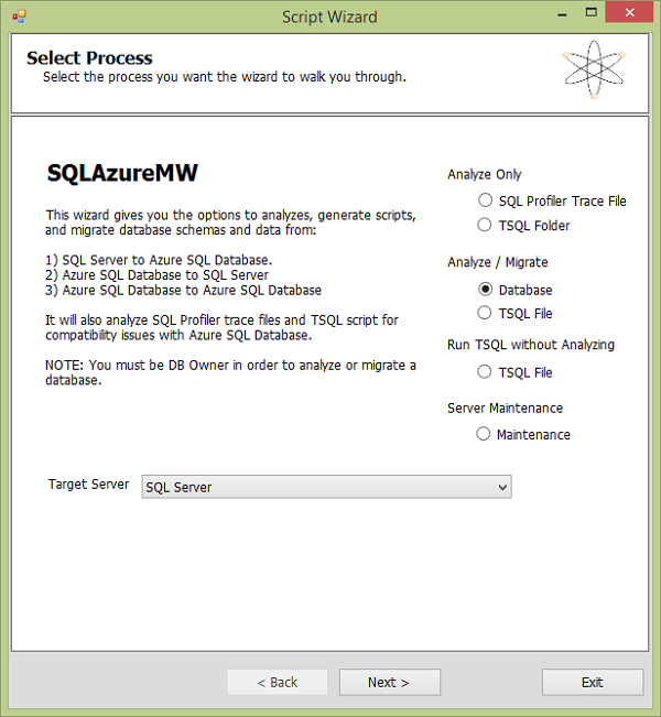 SQL Database Migration Wizard (Image source: Microsoft)