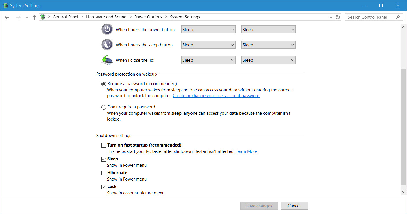 Disable fast startup in Windows 10 (Image Credit: Russell Smith)