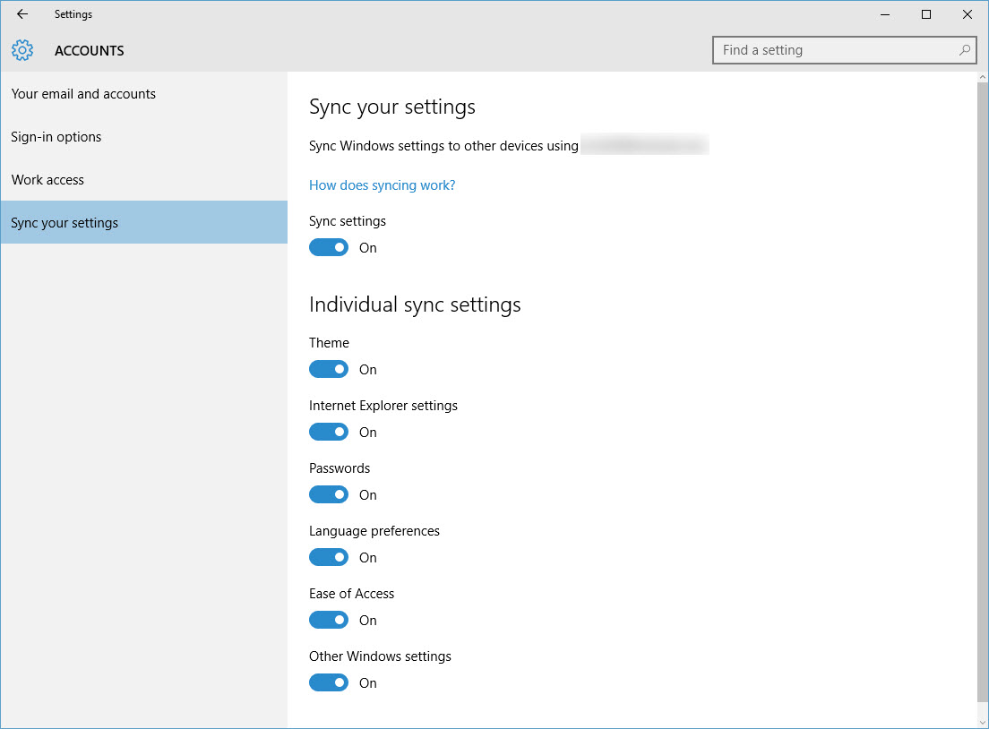 Sync your settings in the Windows 10 Settings app (Image Credit: Russell Smith)