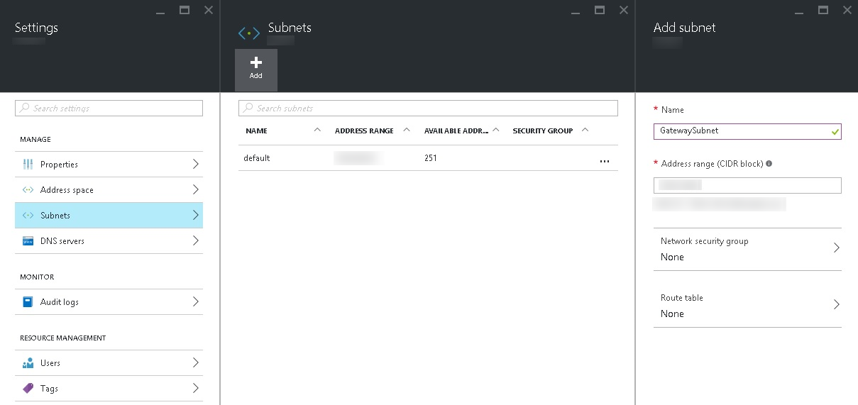 Add a subnet to the virtual network in the Azure management portal (Image Credit: Russell Smith)
