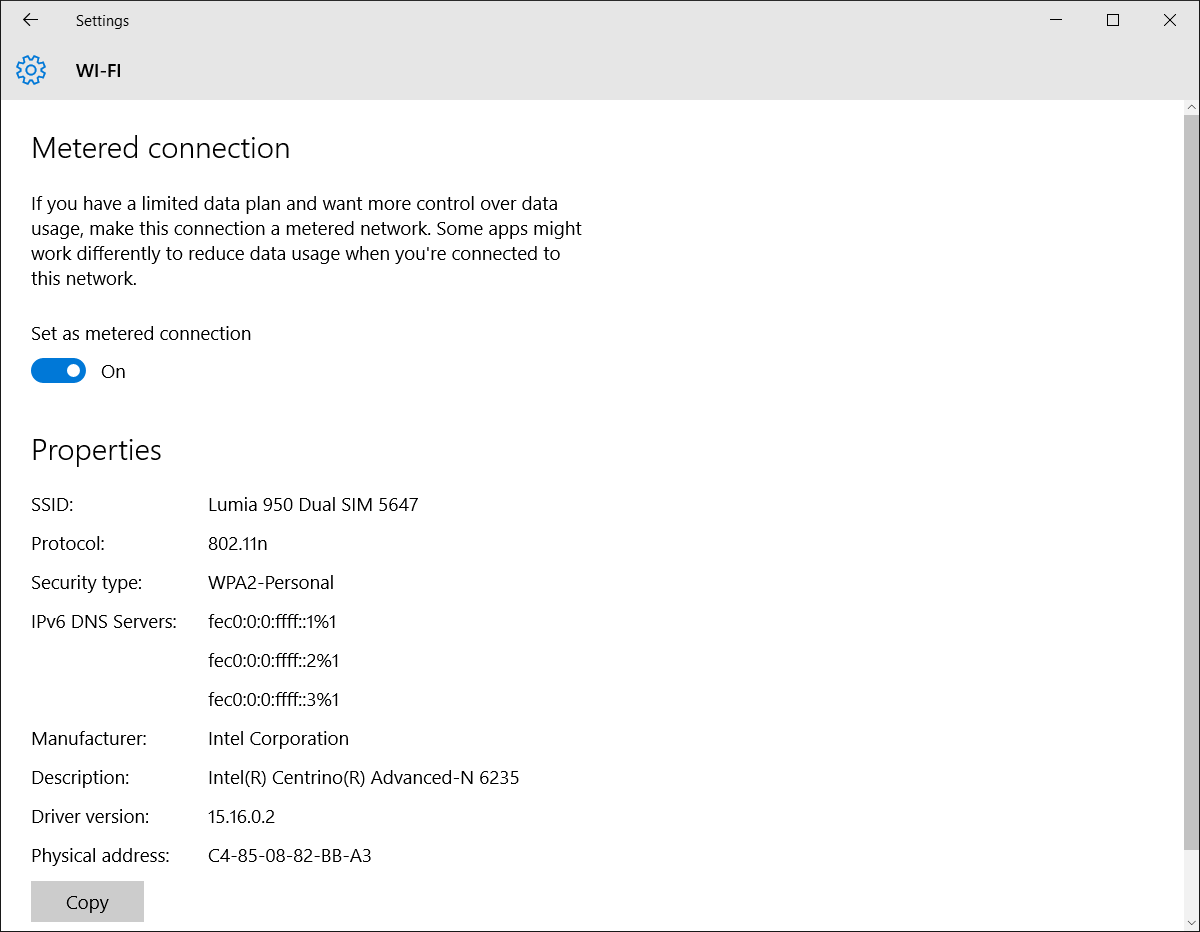 Set a metered network connection in Windows 10 (Image Credit: Russell Smith)