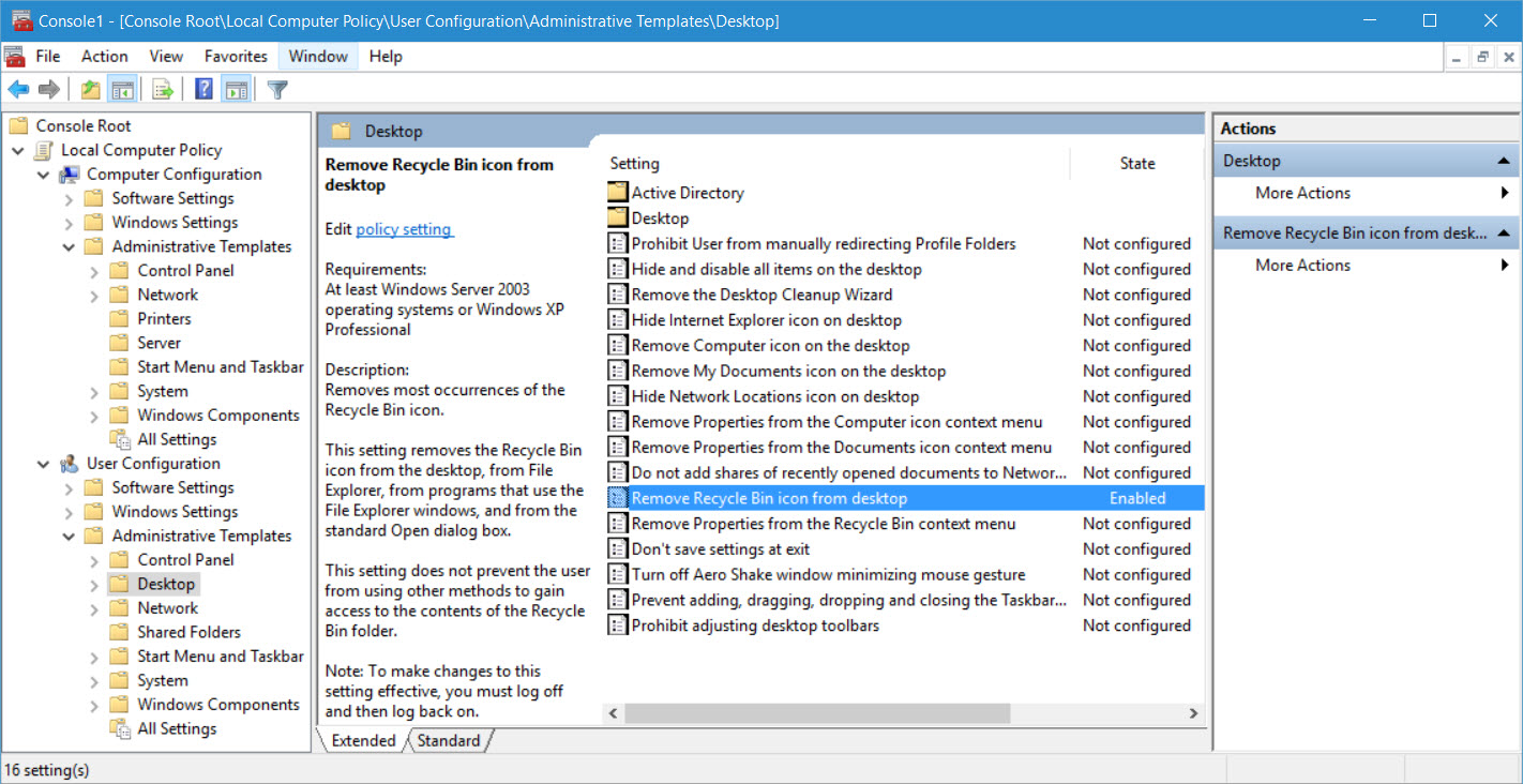 Show or hide system icons using the Group Policy (Image Credit: Russell Smith)