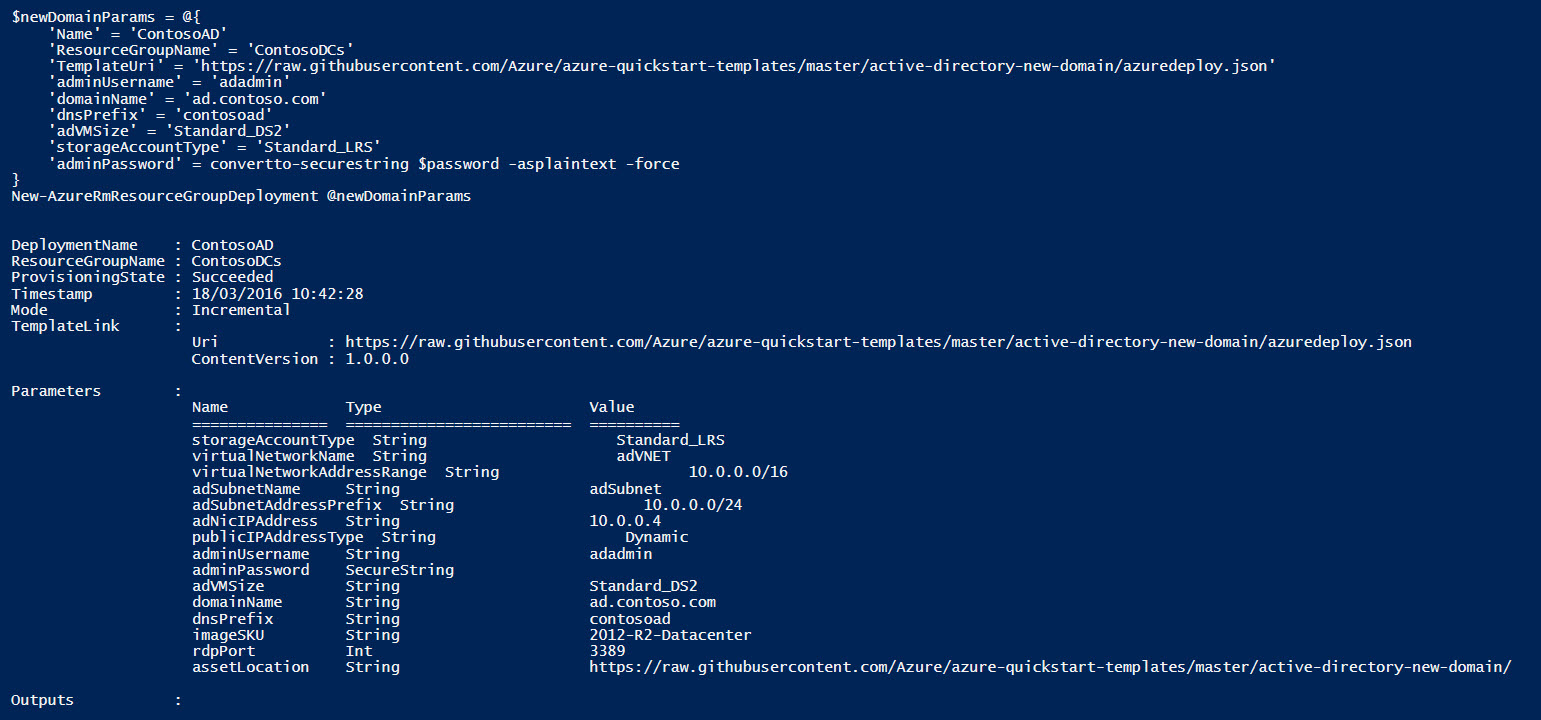Deploying an ARM template using PowerShell (Image Credit: Russell Smith)