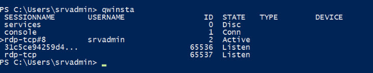 Listing logged in users with qwinsta (Image Credit: Russell Smith)