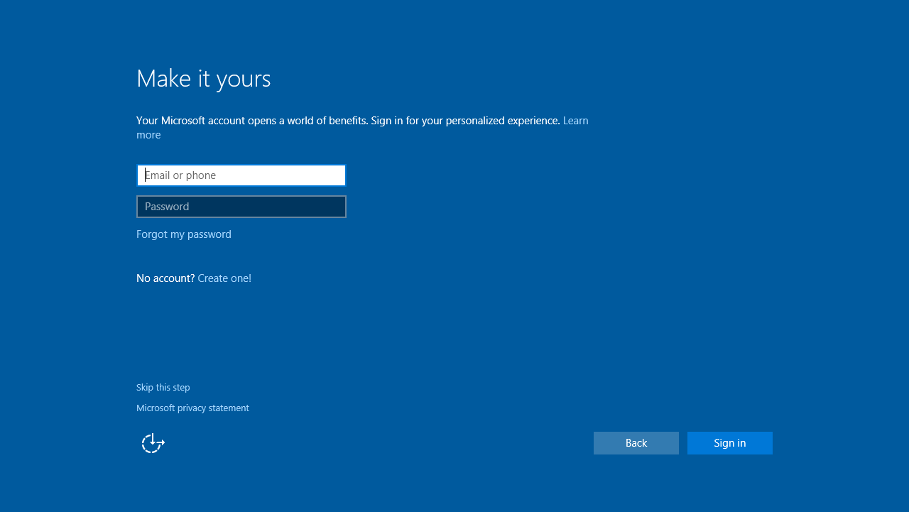 Linking a Microsoft account to the PC. (Image Credit: Daniel Petri)