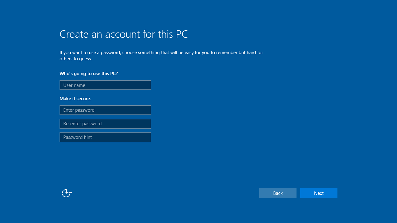 Creating an account for the PC. (Image Credit: Daniel Petri)