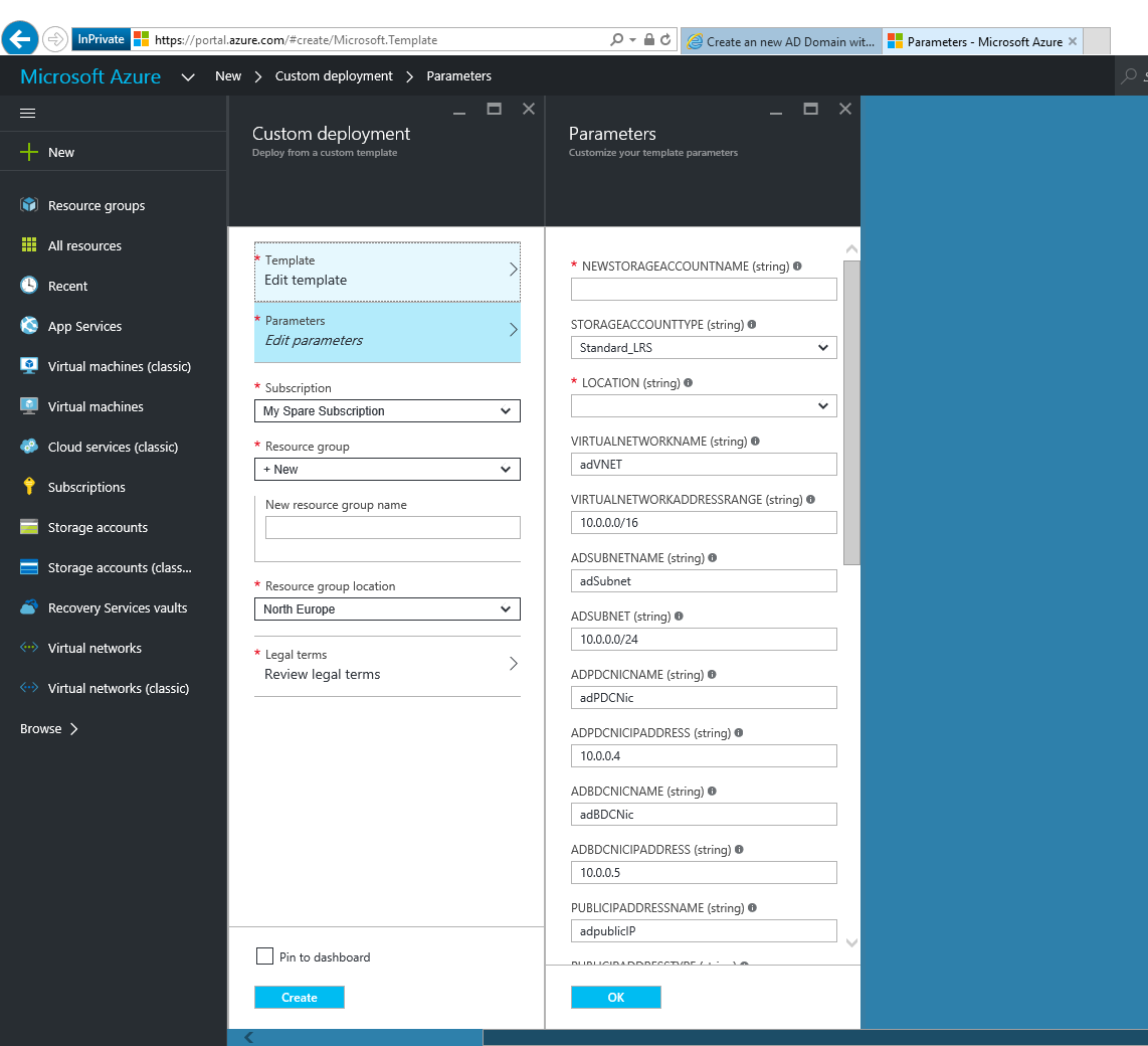 Deploying a new domain in Azure using an ARM template (Image credit: Aidan Finn)