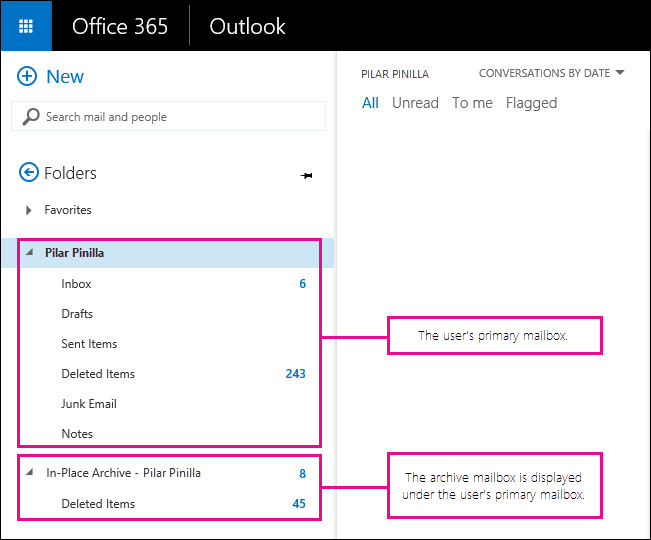 In-Place Archive in Outlook Web App (Image Credit: Microsoft)