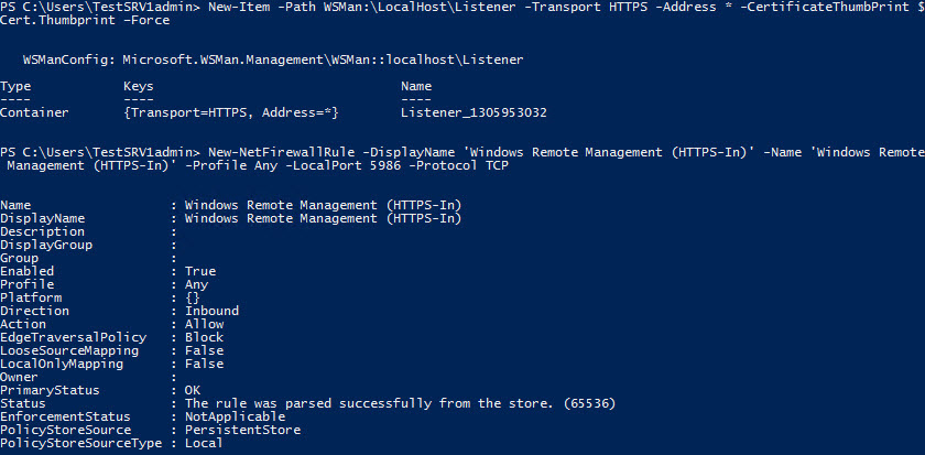 Create a WinRM HTTPS listener and new Windows Firewall rule (Image Credit: Russell Smith)