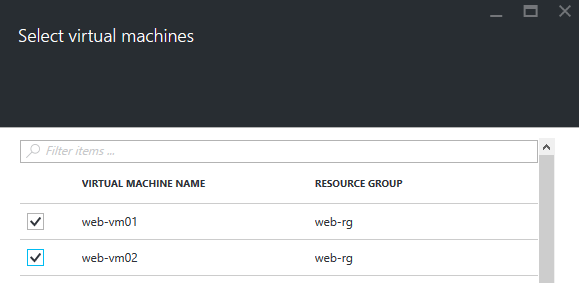Select the Azure VMs to backup [Image Credit: Aidan Finn]