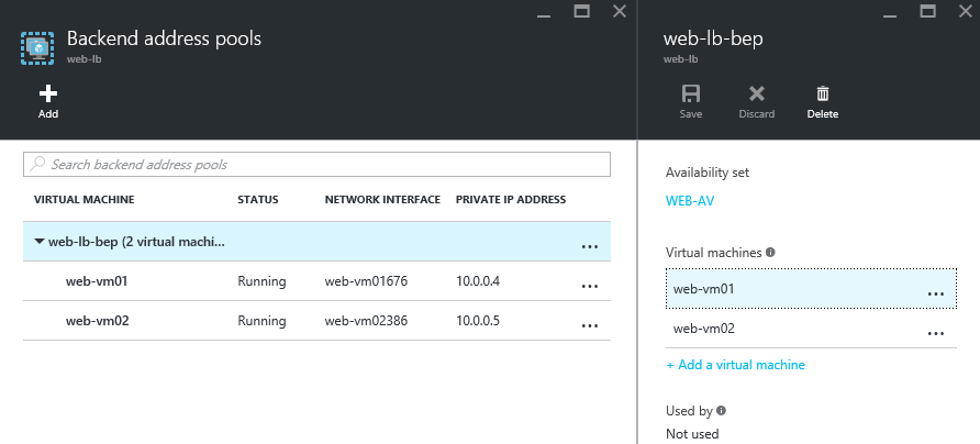 The backend pool in the Azure ARM load balancer [Image Credit: Aidan Finn]