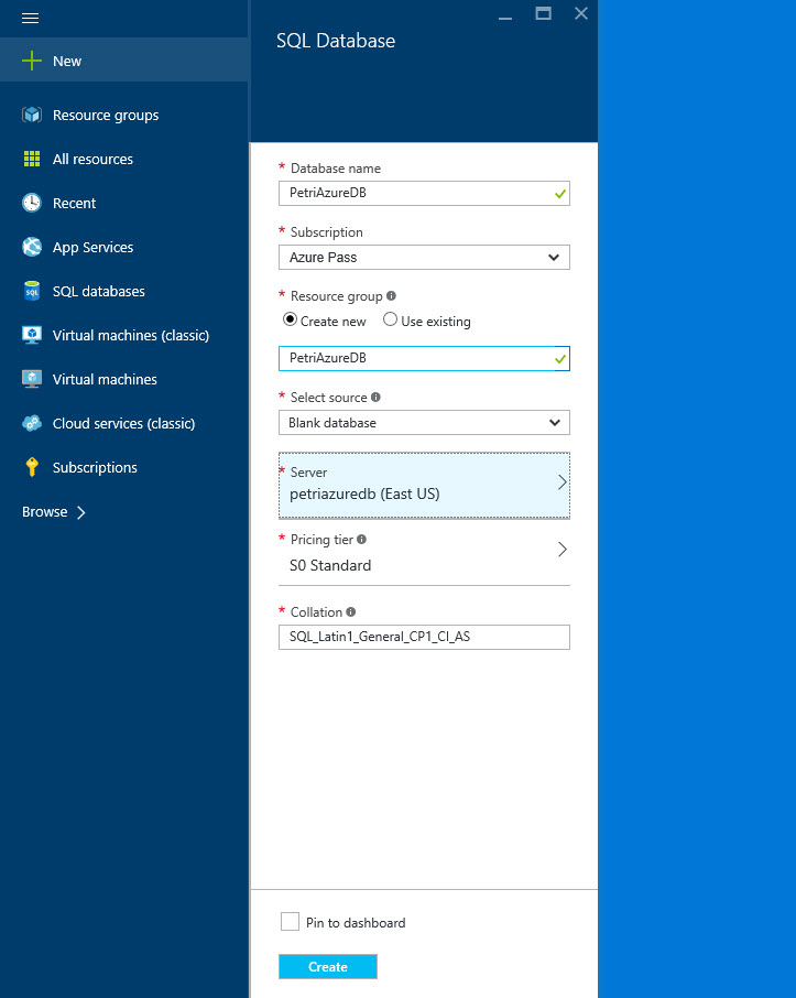 Create an Azure SQL Database (Image Credit: Russell Smith)
