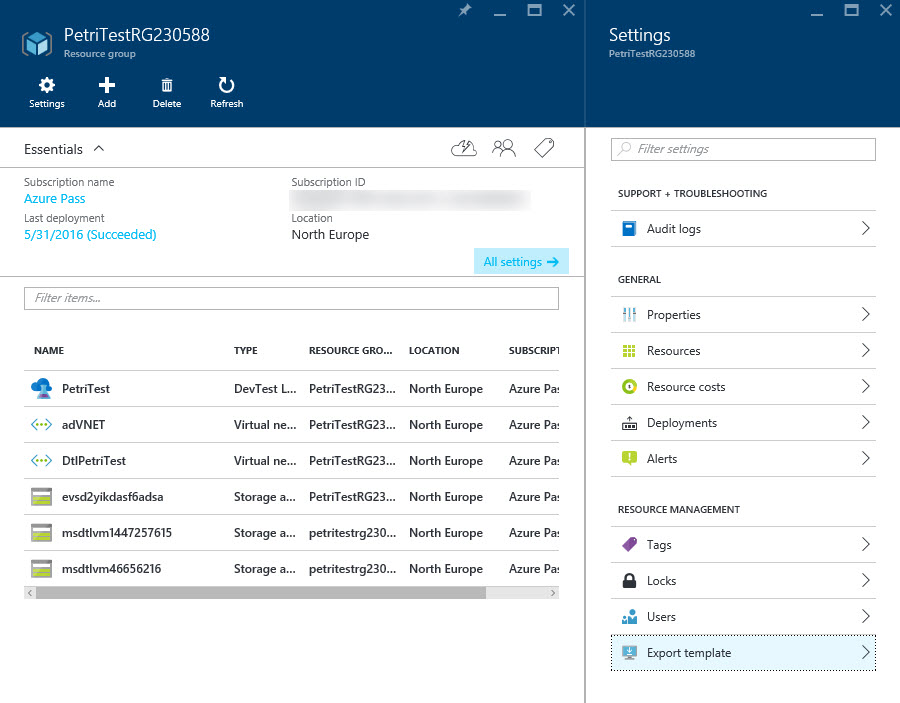 Export an Azure resource group as a template (Image Credit: Russell Smith)