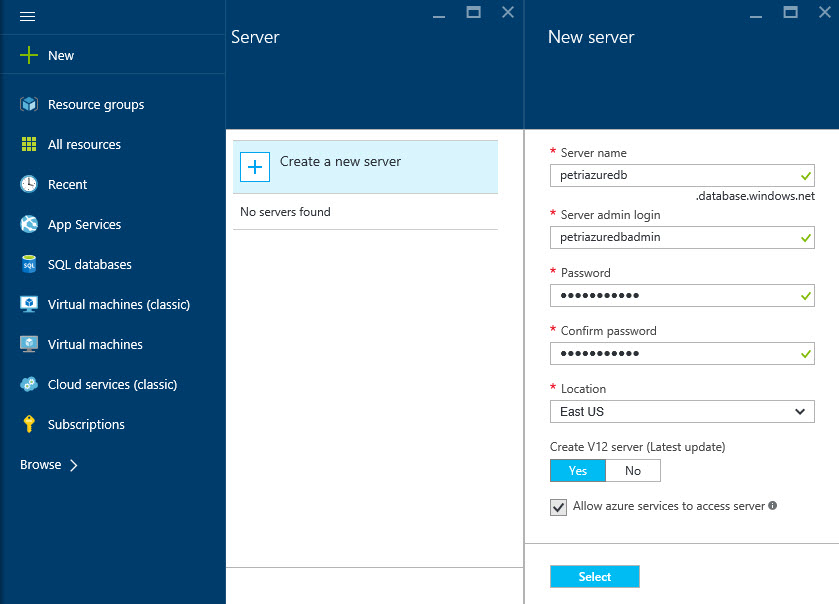 Azure SQL Database server details (Image Credit: Russell Smith)