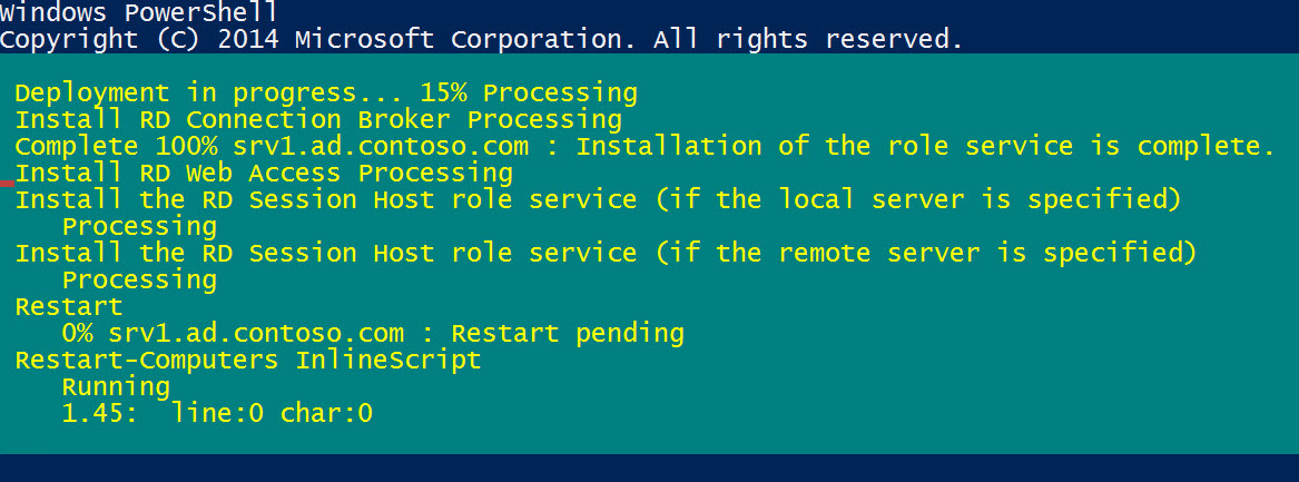 Installing Remote Desktop Services using PowerShell in Windows Server 2012 R2 (Image Credit: Russell Smith)