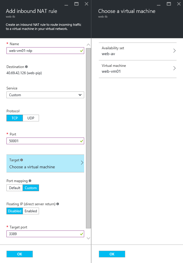 Creating a new NAT rule in the Azure ARM load balancer [Image Credit: Aidan Finn]