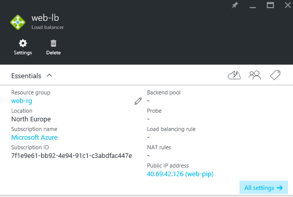 A brand new Azure load balancer in ARM [Image Credit: Aidan Finn]