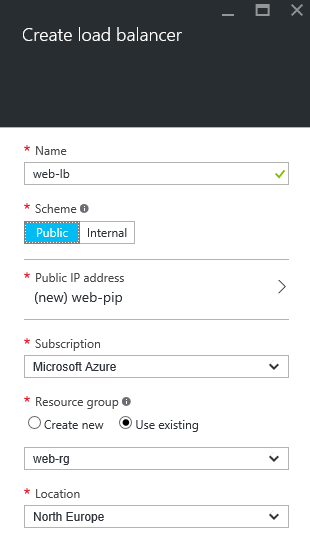 Creating a new ARM load balancer in Azure [Image Credit: Aidan Finn]