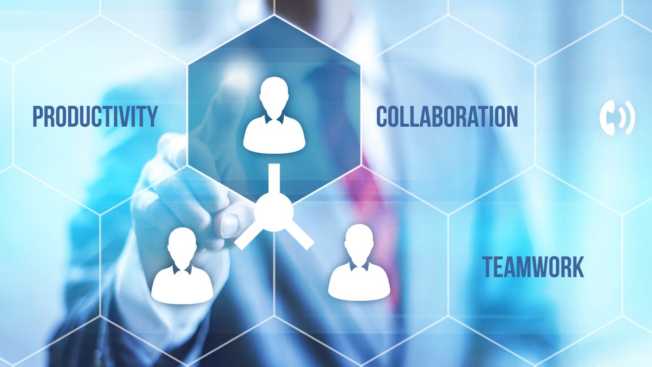 Collaboration teamwork concept pointing finger