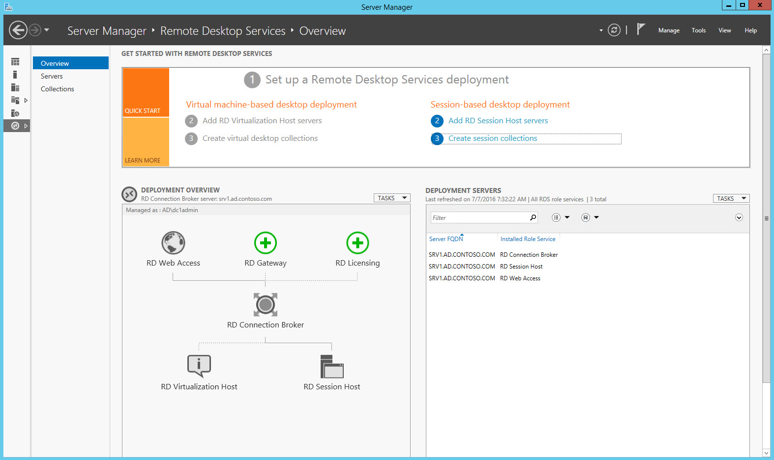 An RDS deployment in Windows Server 2012 R2 (Image Credit: Russell Smith)