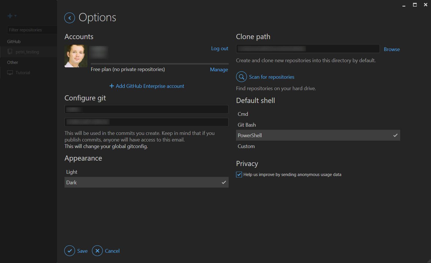Accounts in GitHub for Windows (Image Credit: Russell Smith)