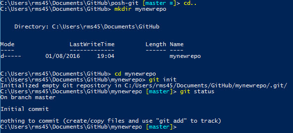 Add and commit files using POSH-GIT (Image Credit: Russell Smith)