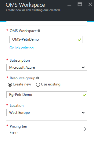Create a new Azure OMS Log Analytics workspace [Image Credit]