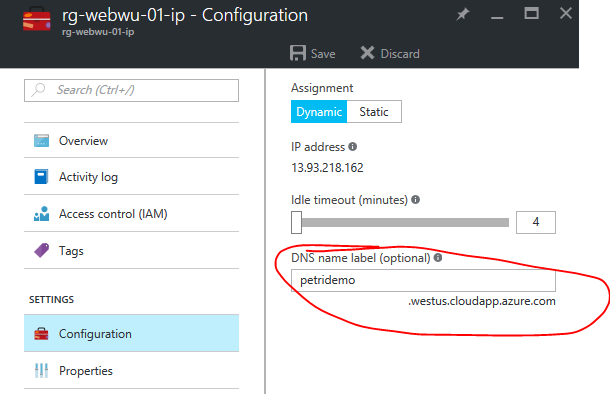 Configure a DNS name for the endpoint IP addresses [Image Credit: Aidan Finn]