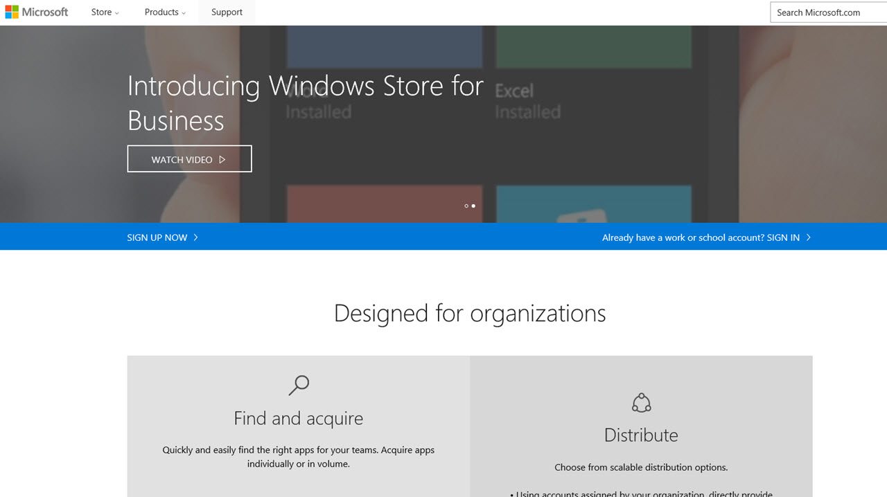 Windows Store for Business home page [Credit: Microsoft]