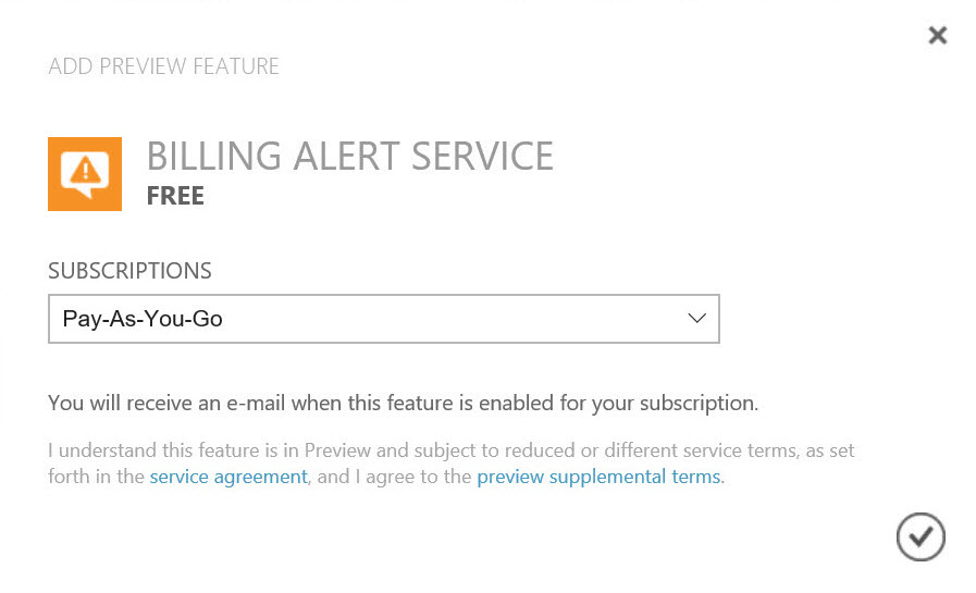 Opt in to the Azure Billings Alerts service preview (Image Credit: Russell Smith)