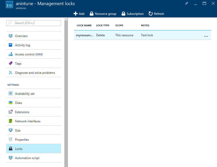 Add a management lock to a resource in Azure (Image Credit: Russell Smith)