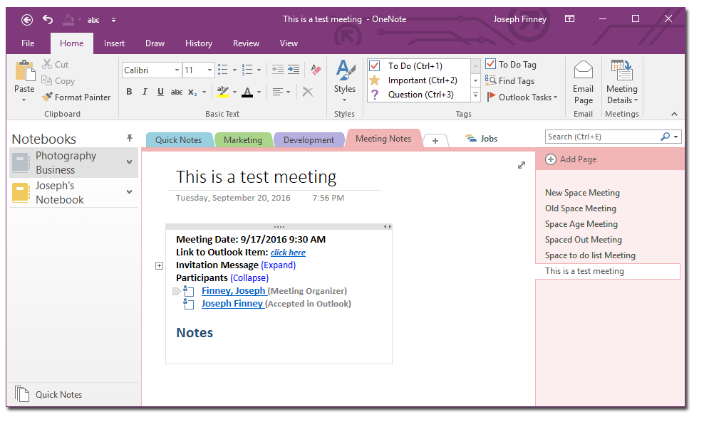 Meeting Notes in OneNote