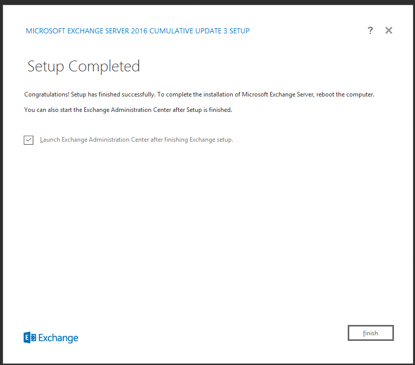 Successful Exchange 2016 update! (Image Credit: Tony Redmond)